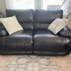 Macy’s Furniture Brown Leather Power Reclining Loveseat 