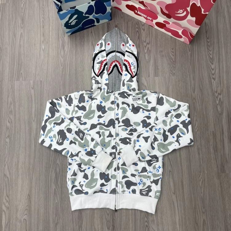 White ABC CAMO ⚪️ BAPE HOODIE A BATHING APE VERSION 2.0 DOUBLE HOOD!