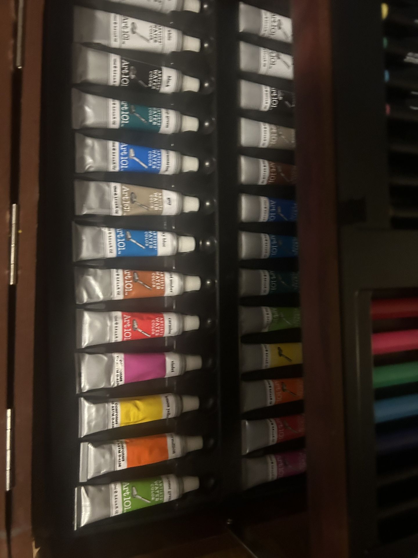 Art paint and pencil set like new case drawers open up case outside isn’t the best all inside still like new asking 20