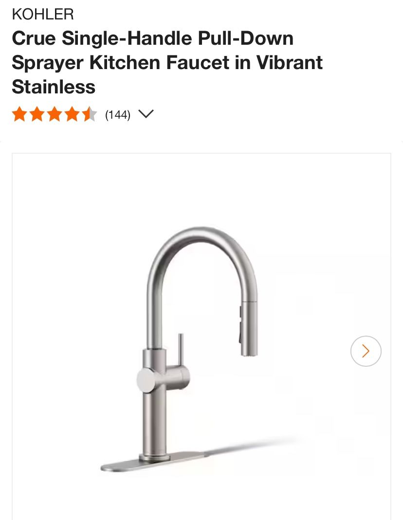 KOHLER Crue Single Handle Pull Down Sprayer Kitchen Faucet in Vibrant Stainless,All Products : American Fashion Style Bags On Sale