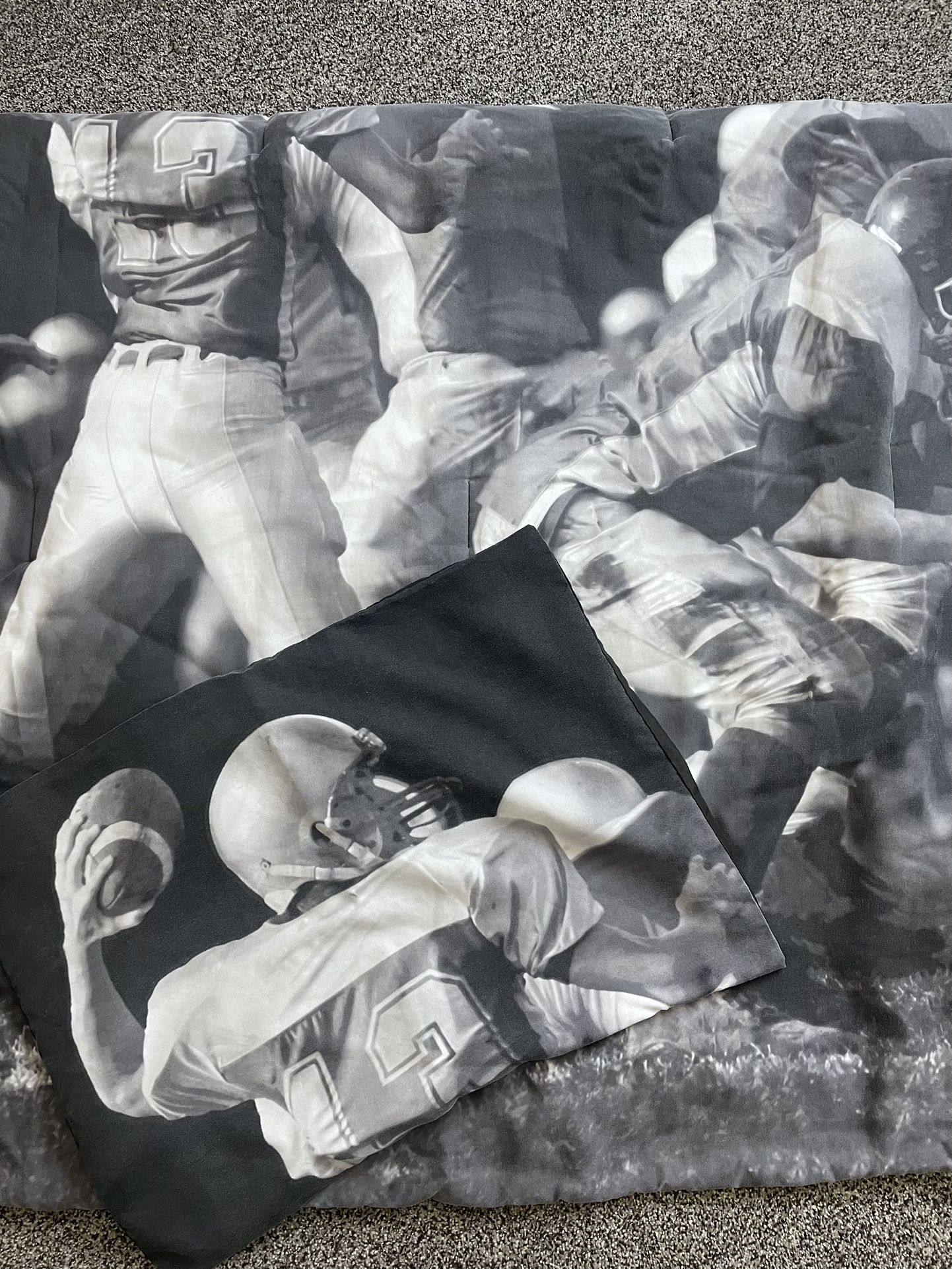 Black and White Twin Football Comforter Set