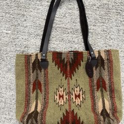 Manos Zapotecas Amasouk Wool Kilim Woven Tote Bag