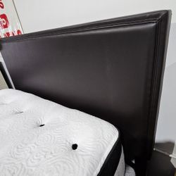 Brown Leather Platform Bed Frame