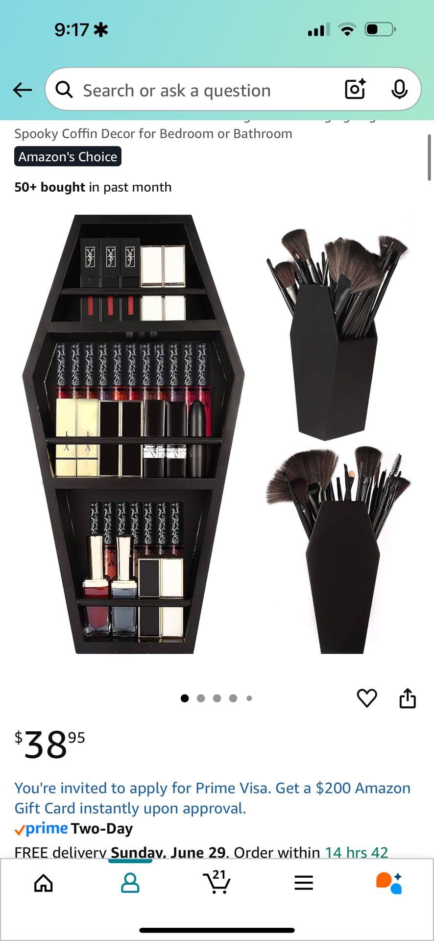 brand new coffin brush and makeup holder