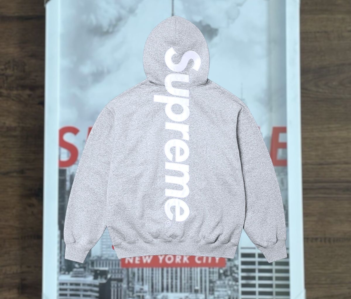 Supreme Satin Appliqué Hooded Sweatshirt L