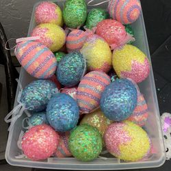 Large Glitter Foam Easter Eggs Hanging Ornaments (Lot of 32 pcs for $16)