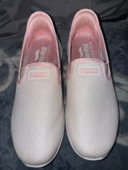 Skechers GOwalk Slip-On Shoes – Pink & White