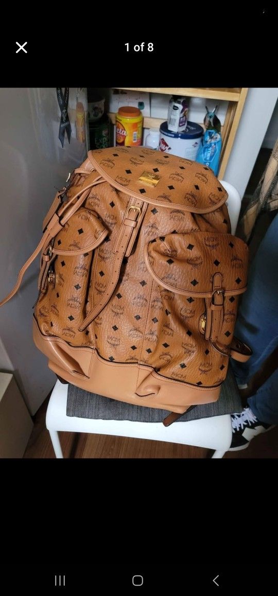 MCM Visetos Knapsack Heritage Double Pocket Backpack - Poizon Authenticated
