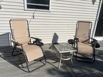 Zero Gravity Recliner Chairs with Side Table Set