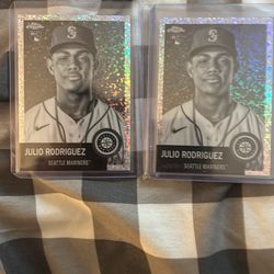 2022 Topps Chrome Platinum Anniversary Black And White Speckle Refractor Julio Rodriguez Rookie Cards
