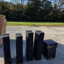 Onkyo Receiver with Klipsch Subwoofer & Tower Speakers