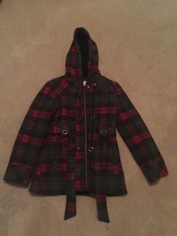 Girls Plaid Wool Coat