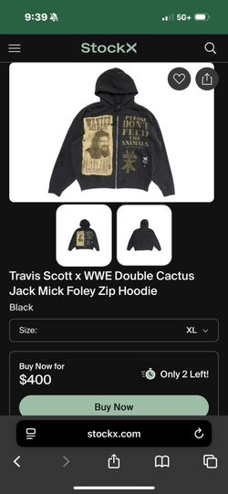 BRAND NEW TRAVIS SCOTT X MICK FOLEY ZIP UP HOODIE