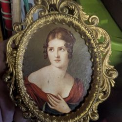 Women's Portrait Lady In Red 19th Century Artwork