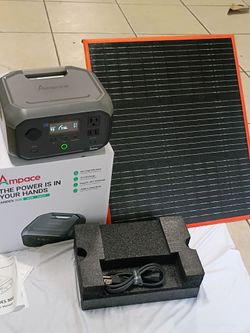 COMBO -TAKE POWER EVERYWHERE 300W POWER STATION FAST CHARGING+ 60 SOLAR PANEL.
-AMPACE ANDES 300W FAST CHARGING (1HOUR )APP CONTROL.
-60W SOLAR PANEL