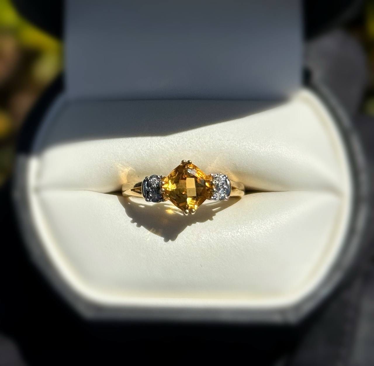 Jewelry 10k solid yellow gold citrine diamonds  1.31CTW ring sz 7.25