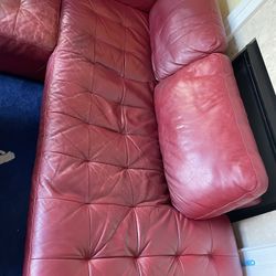 Cozy & Clean: Red Burgundy Leather Sectional (2-Piece).