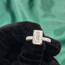 VVS D Moissanite Ring Emerald Cut 5.50 CTW And 925 Sterling Silver 