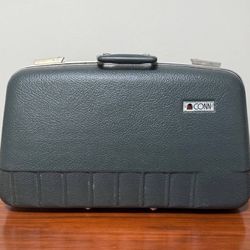 Vintage Hard Shell Conn Case With Blue Velvet Interior Prop Decor