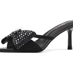 Women's Clear Pointed Open Toe Stiletto Heel Slide Sandals Fashion Sexy Slip On Transparent Strap High Heels Mules Summer Backless Party Wedding Prom 