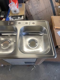 Glacier Bay 33 in. Drop-In 50/50 Double Bowl 22 Gauge Stainless Steel Kitchen Sink