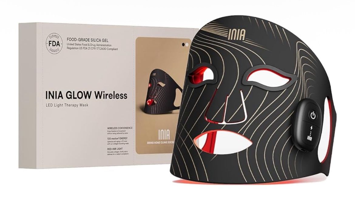Red Light Therapy Mask for Face, Glow Wireless LED Face Mask Light Therapy with Near-Infrared Red Light (NIR), Rechargeable and Ergonomic Design for H