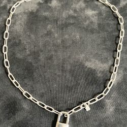 Sterling Silver 925 Italy 16" Womens Choker Paperclip Necklace Chain Padlock Lockdown Plata 