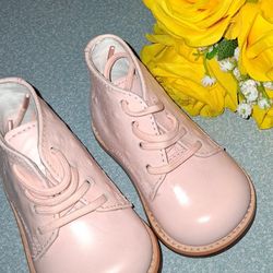 Josmo Unisex Baby Walking Shoes, First Walker Shoes, Genuine Leather Classic Smooth Ostritch Infant Shoes - Matte Pink, Size: 3