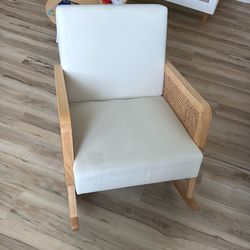 Rattan/white rocking chair