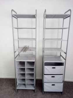 Gray Fabric Storage Tower Shelving Units – Set of 2
