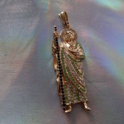 San Judas with Cuban chain in 24"/ Gold plated