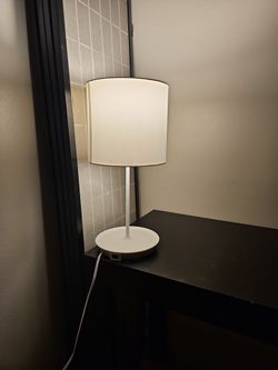 White desk table office lamp light charger with lower tray dorm USB c
