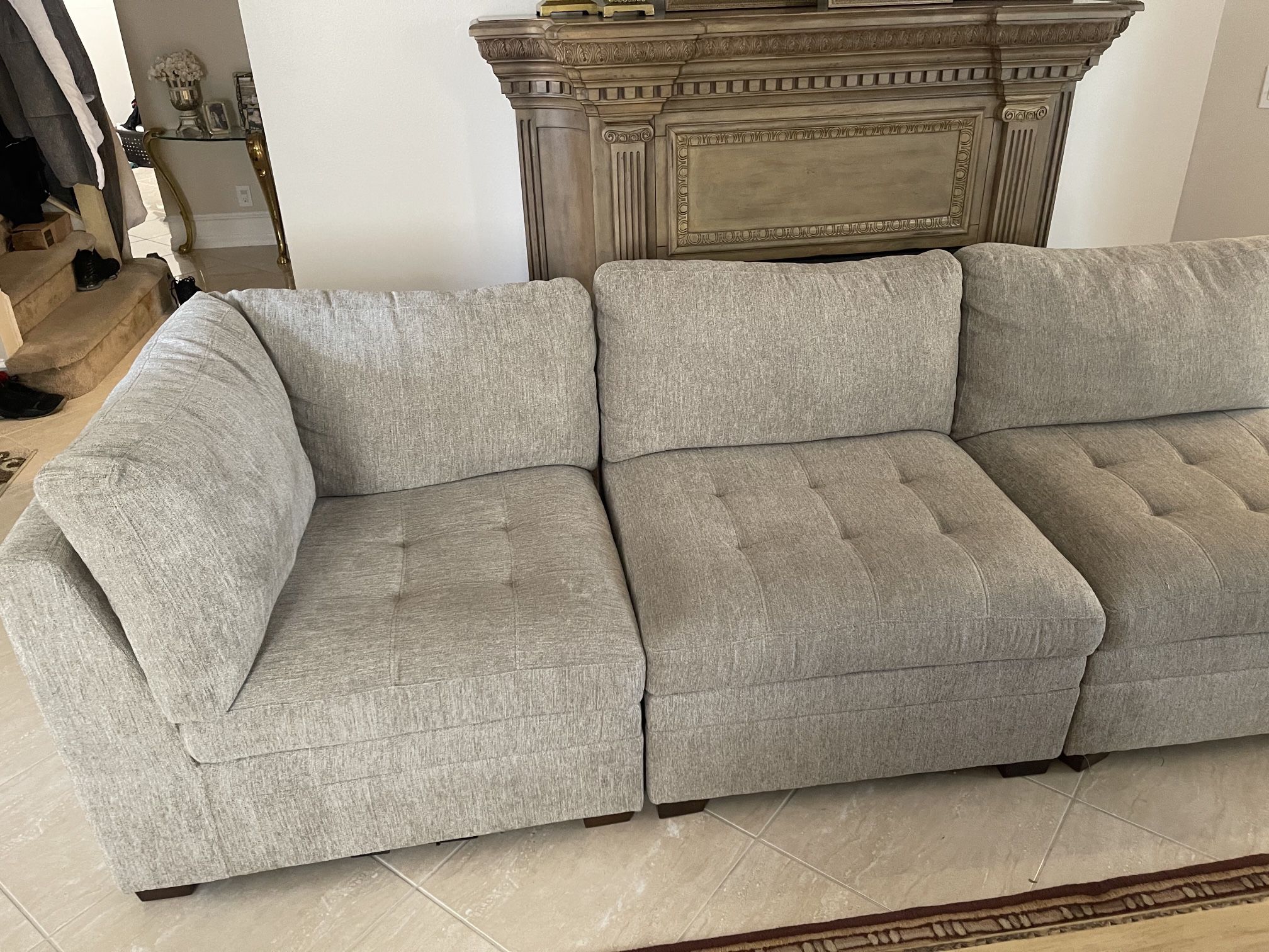 Thomasville Sofa / Couch with Storage - Taupe / Grey Plush