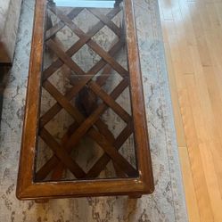 Wooden coffee Table With Glass Middle