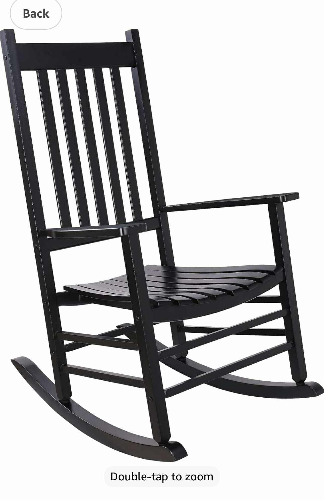 Solid Outdoor Wood Rocking Chair with High Back, All Weather(Black)S-18