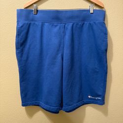 Men’s XXL Champion Blue Logo Graphic Drawstring Sweat Shorts w/ Pockets