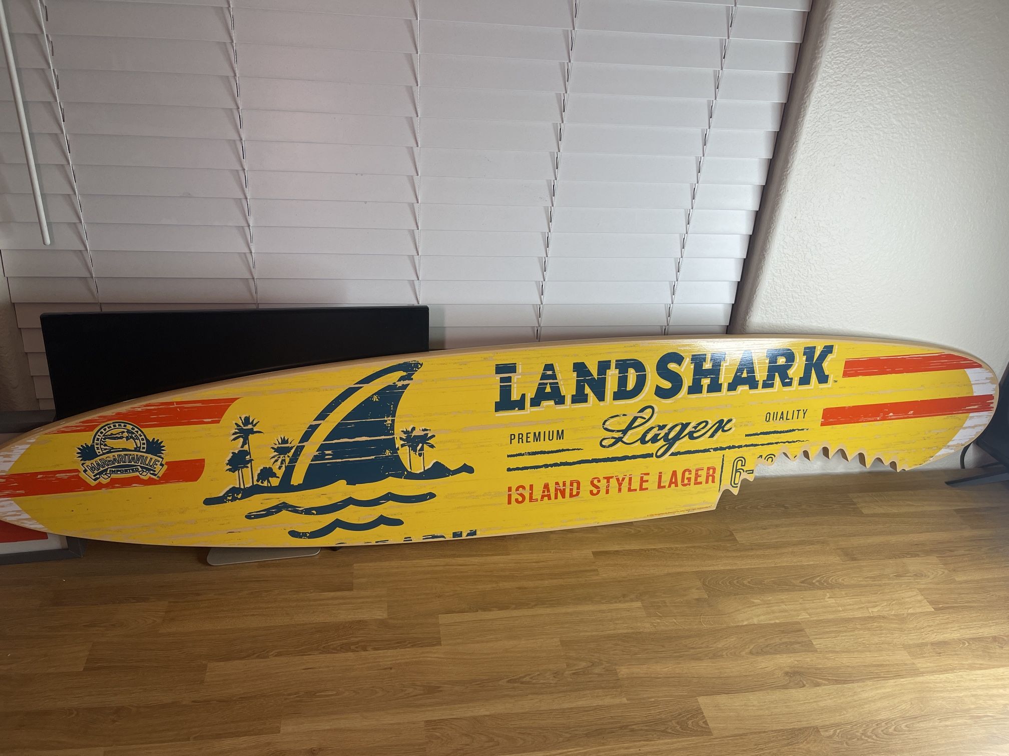 LandShark Island Style Lager 6-Foot Wooden Surfboard Bar Sign Decor