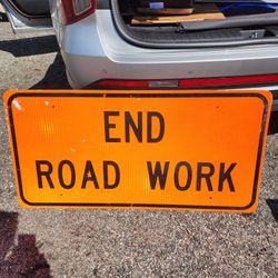 RETIRED Large "End Of Road Work" Metal Reflective Sign 48" x 24"