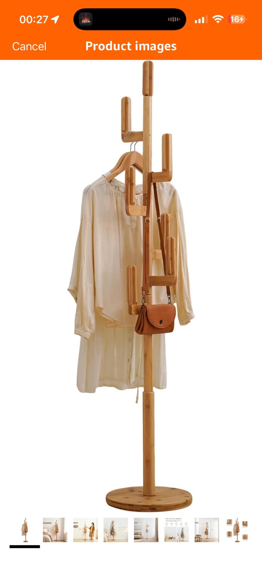 Bamboo Cactus Coat & Clothes Rack Stand, Standing Freestanding Clothing Racks with 6 Hooks for Adults & Kids, Heavy Duty Modern Entryway Living Room B