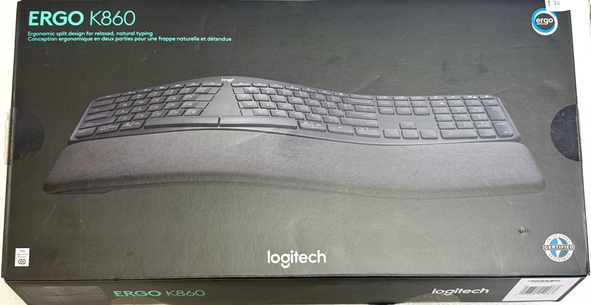  New Logitech ERGO K860 Wireless Keyboard - Black