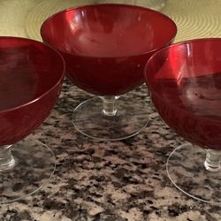 3 Red Dessert  Cups 🍨 