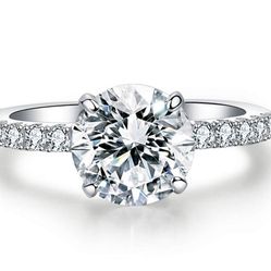 Precision Cut Zircon 2 Ct Round-Cut Halo Bridal Ring 925 Silver Accented Brilliant Solitaire Engagement Ring Silver 4