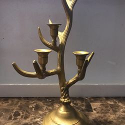 Brass Metal Deer Antler 19” Candle Holder