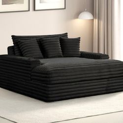 Brand New Black Chenille Super Plush Double Armed Chaise Lounge 