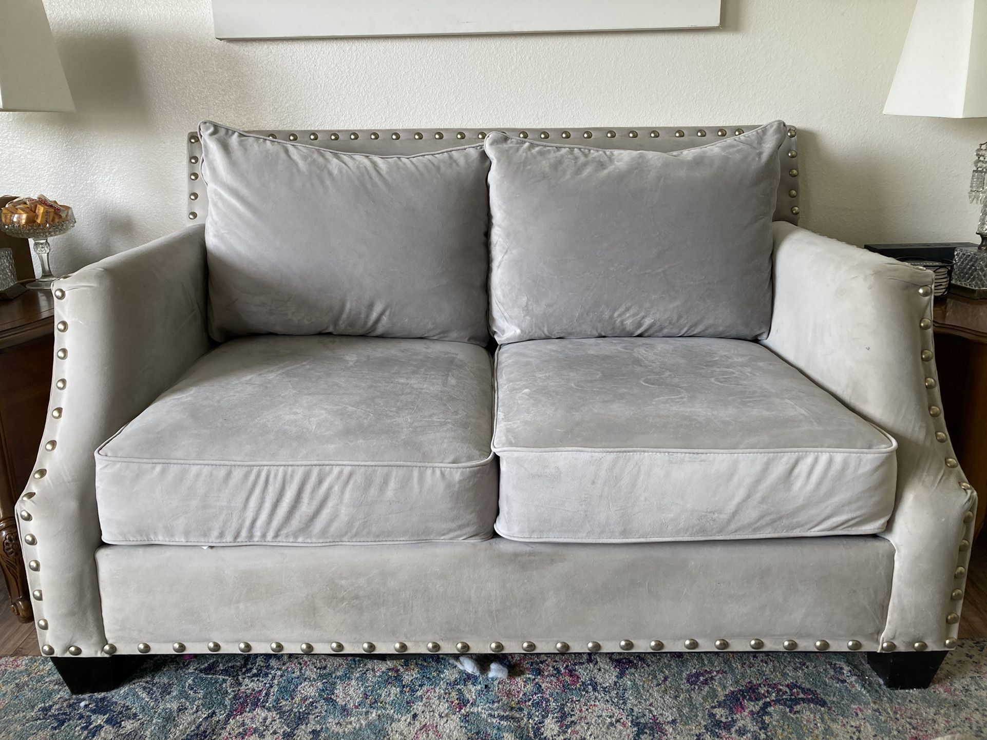 Dove Grey Velvety Soft Microfiber Loveseat