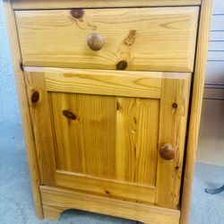 Solid Wood Pine Nightstand / Side Table Cabinet