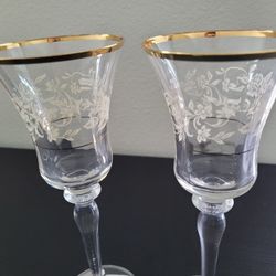 Mikasa Antique Lace Middle Floral Water Wine Goblets Glasses  T2719