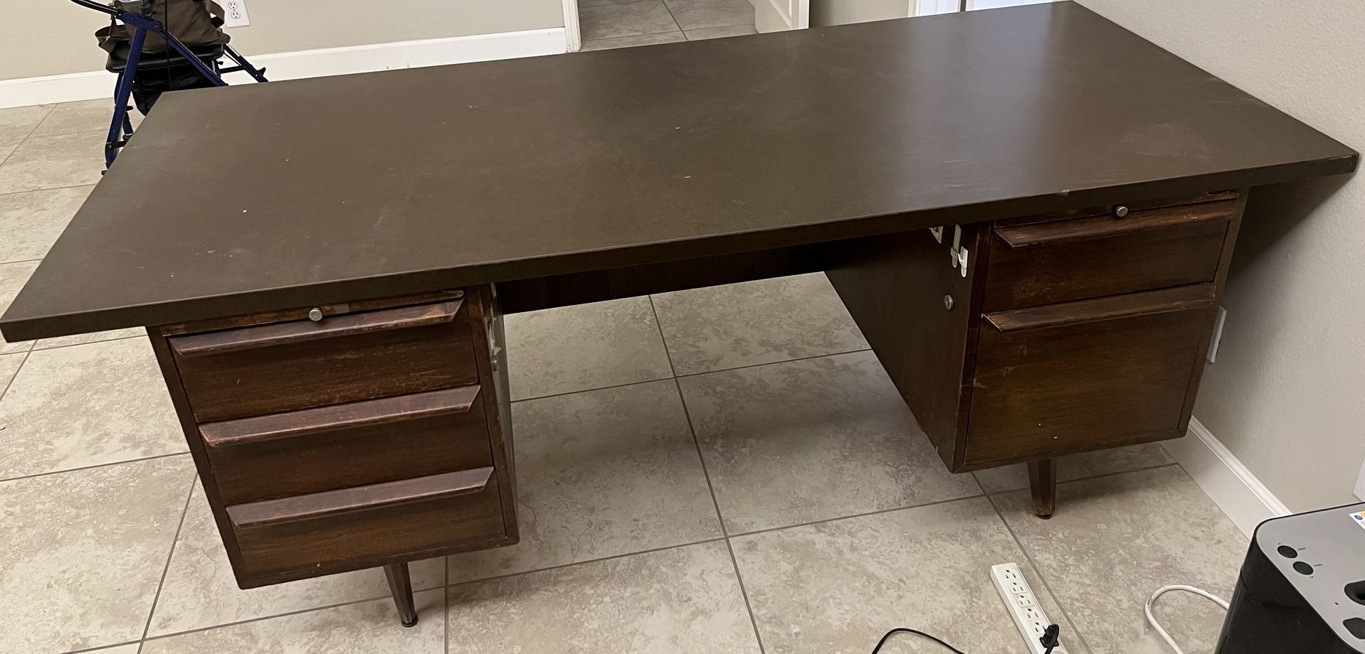 Large Wood Desk  With File Drawer