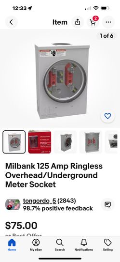Milbank 125 Amp Ringless Overhead/Underground  Meter Socket