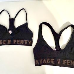 Savage X Fenty Black Racerback Bra with Metallic Branding